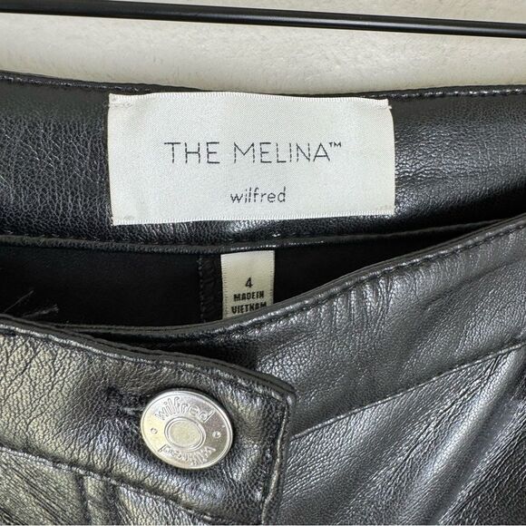 Aritzia Wilfred The Melina Faux Leather Pants Black Straight Leg Women’s Size 4 - Picture 3 of 7